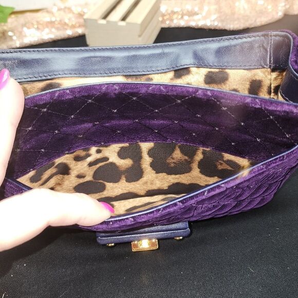 NWOT Dolce&Gabbana Lucia Studded Mixed-Media Velvet Shoulder Bag W/ Dust Bag - Picture 11 of 16